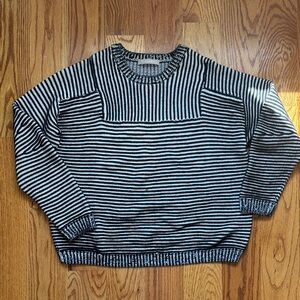 STEFANEL Black‎ White Cotton Crew Neck Sweater Women’s size Medium